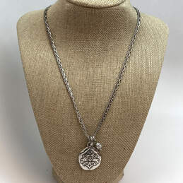Designer Brighton Silver-Tone Double Strand Link Chain Pendant Necklace