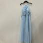 NWT Azazie Womens Ginger Light Blue Spaghetti Strap Long A-Line Dress Size C image number 1