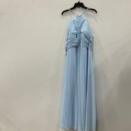 NWT Azazie Womens Ginger Light Blue Spaghetti Strap Long A-Line Dress Size C