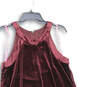 Womens Maroon Velvet Sleeveless Back Zip Short A-Line Dress Size 10 image number 3