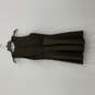 Womens Black Gold Striped V-Neck Sleeveless Back Zip Fit & Flare Dress Size S image number 2