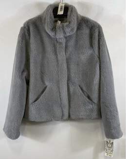 Maralyn & Me Gray Reversible Faux Fur Jacket - Size Large