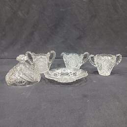 Cut Crystal Glass Cups & Domed Plate 5pc Bundle