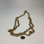 Designer Stella & Dot Gold-Tone Double Strand Clasp Link Chain Necklace image number 3