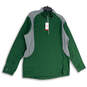 NWT Mens Green Gray 1/4 Zip Mock Neck Long Sleeve Pullover T-Shirt Size XL image number 1