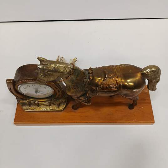 Vintage Spartus Brass Horse Mantel Clock image number 8