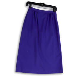 Womens Blue Pleated Front Side Zip Classic Straight & Pencil Skirt Size 6 alternative image