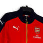 Womens Red Blue Long Sleeve Arsenal England Soccer Full Zip Jacket Size S image number 1