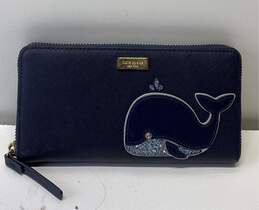 Kate Spade Leather Off We Go Whale Wallet Navy