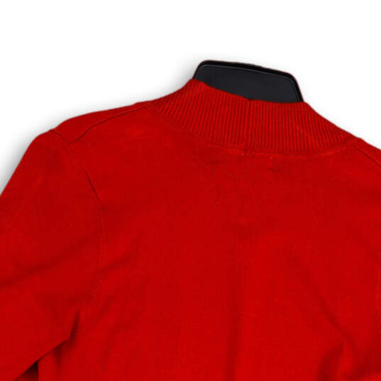 NWT Womens Red Knitted 3/4 Sleeve Open Front Cardigan Sweater Size PM image number 4