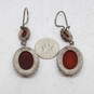 Artisan DGS Signed Sterling Silver Carnelian Earrings - 12.8g image number 2
