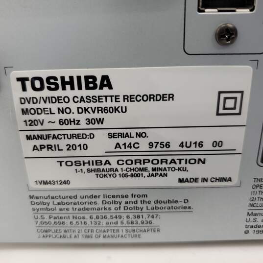 Toshiba DKVR60 DVD VCR Recorder Combo - No Remote - Untested image number 2