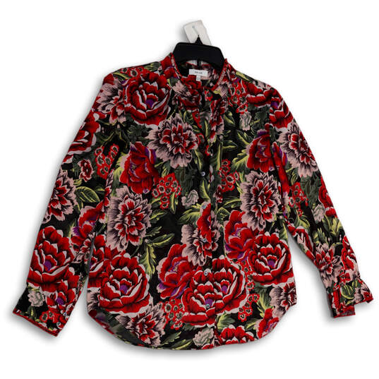 Womens Multicolor Floral Long Sleeve Stand Collar Button-Up Shirt Size 6 image number 1