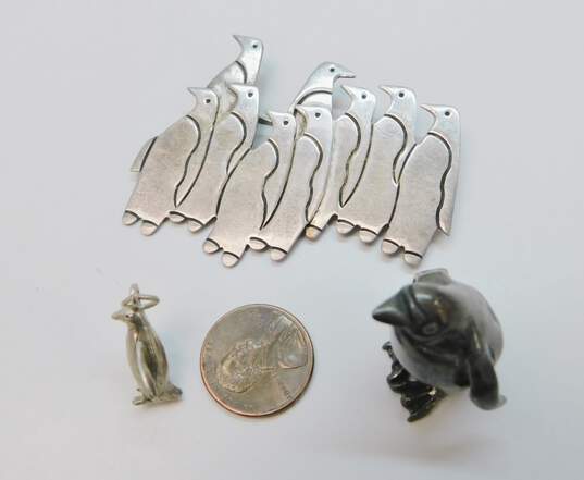 Vintage Sterling Silver Taxco Penguin Brooch, Pendant & Figurine 35.9g image number 4