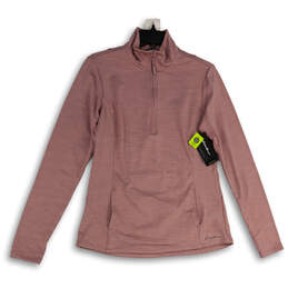 NWT Womens Pink Mock Neck Long Sleeve 1/4 Zip Activewear Jacket Size M