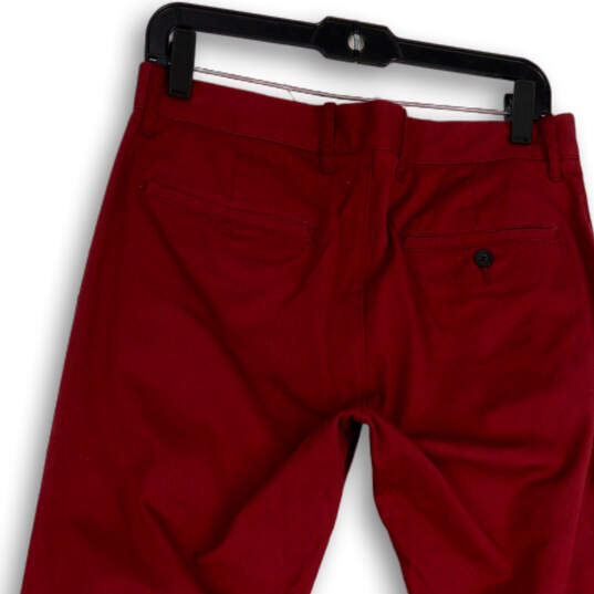 Mens Red Flat Front Straight Leg Slash Pocket Chino Pants Size 31x30 image number 4