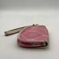 Womens Pink White Signature Print Snap Fashionable Wristlet Wallet image number 4