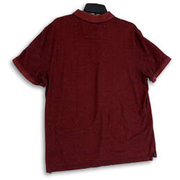Mens Red Spread Collar Short Sleeve Side Slit Polo Shirt Size XXL alternative image