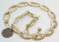 Vintage Crown Trifari Brushed Gold Tone Open Circle Oval Collar Necklace 36.6g image number 5