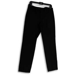Womens Black Flat Front Straight Leg Pockets Regular Fit Dress Pants Size 6
