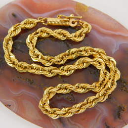 14K Yellow Gold Rope Chain Barrel Clasp Bracelet 8.3g