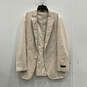 NWT Mens Beige Striped Pockets Notch Lapel Two-Button Blazer Size Large image number 1