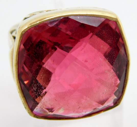 Sajen Brass Faceted Red Quartz Square Chunky Statement Ring 11.1g image number 1