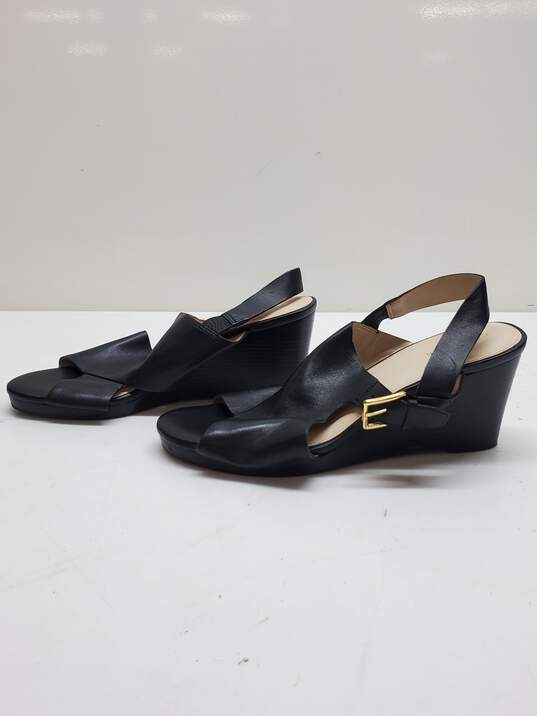 Cole Haan Philomina Grand Wedge Black Leather Sandal Size 8.5 image number 2