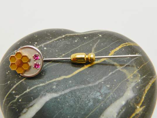 Vintage 10K Two Tone Gold Ruby Service Pin 3.0g image number 1
