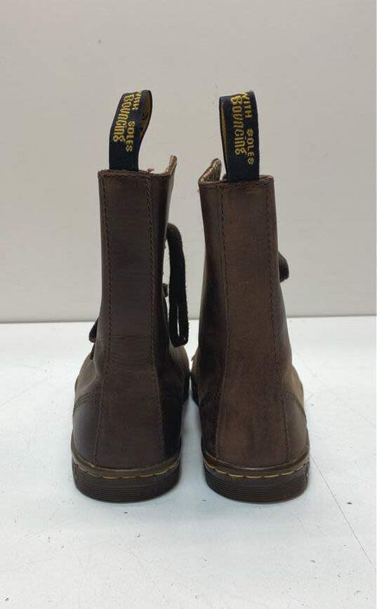 Dr. Martens Stratford Brown Leather Leopard Lining Combat Boots Women's Size 6 image number 4