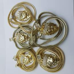 NIB Gold Tone Statement Lion Designer Inspired Necklace Bundle 5pcs 380.0g