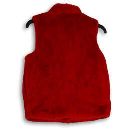 NWT Womens Red Faux Fur Mock Neck Sleeveless Button Front Vest Size XL alternative image