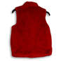 NWT Womens Red Faux Fur Mock Neck Sleeveless Button Front Vest Size XL image number 2