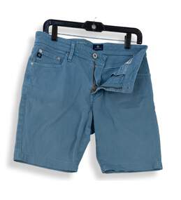 Mens Blue Flat Front Coin Pocket Casual Chino Shorts