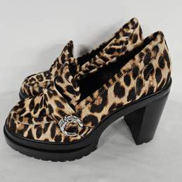 Gianni Bini Maxxwelle leopard print faux calf hair platform loafers with lug sole alternative image