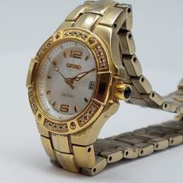 Seiko MOP Dial Crystal Bezel Gold tone Stainless steel 26mm Case Quartz Watch alternative image