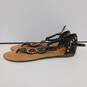 Womens Black Buckle Studded Open Toe Flat Ankle Strap Thong Sandals Size 8.5 image number 3