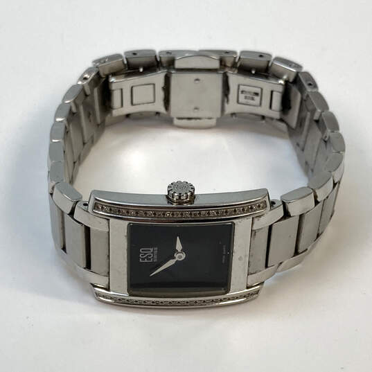 Designer ESQ Swiss Silver-Tone Black Dial Stainless Steel Analog Wristwatch image number 3