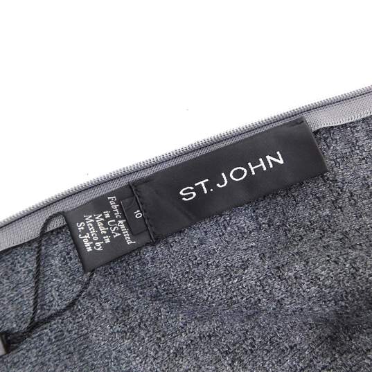 ST. JOHN Flint Grey Milano Knit Sleeveless Draped Sheath Dress Size 10 with COA NWT image number 5