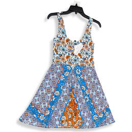 NWT Womens Multicolor Hobo Print Sleeveless Scoop Neck A-Line Dress Size S alternative image