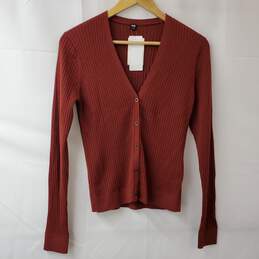 Uniqlo Merino Wool V-Neck Button Up LS Sweater Women's Large NWT