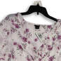 NWT Womens White Floral V-Neck Ruffle Sleeve Pullover Blouse Top Size 1 image number 3