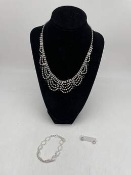Set Of 3 Pieces Womens Chain Necklace Bracelet & Earrings 25g J-0545821-E