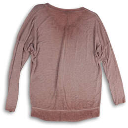 NWT Womens Pink Knitted V-Neck Long Sleeve Pullover Sweater Size Small alternative image