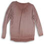 NWT Womens Pink Knitted V-Neck Long Sleeve Pullover Sweater Size Small image number 2