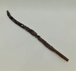 Vintage Carved Wood Tribal Folk Art Bearded Man Walking Stick Cane 39 Inch