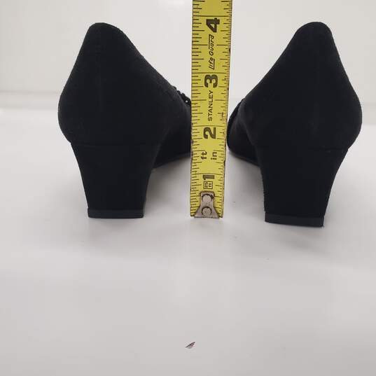 Stuart Weitzman Studded Bow Black Suede Low Wedge Pumps Women's Size 6M image number 5