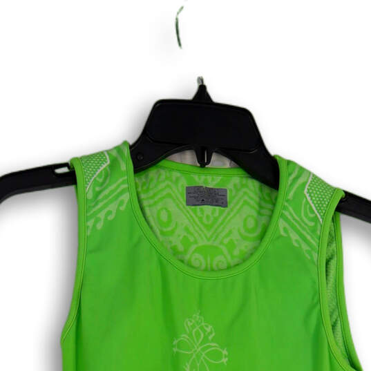 Womens Green Printed Round Neck Sleeveless Pullover Tank Top Size Small image number 3