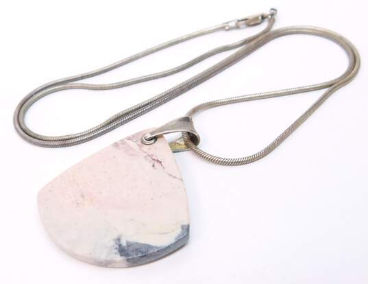 WK Whitney Kelly 925 Jasper Curved Triangle Pendant Snake Chain Necklace 19g image number 2