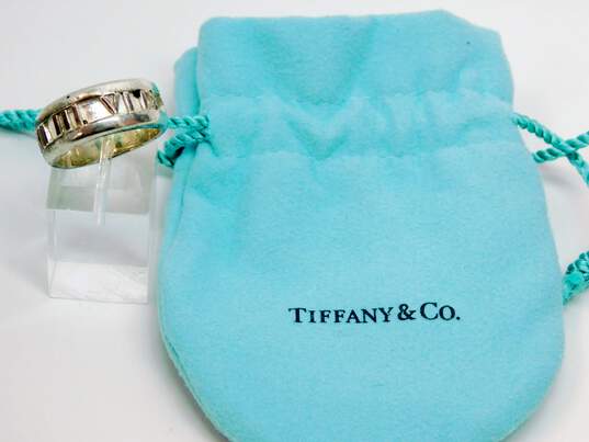 VNTG 925 Tiffany & Co Atlas 2003 Roman Numeral Ring w/ Dust Bag image number 1